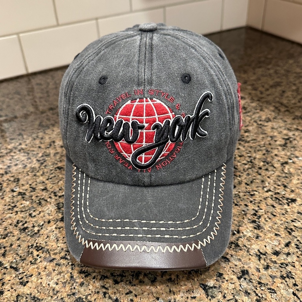 New York City Travel Fashion Hat Men's Adjustable Gray Cotton Dad Cap